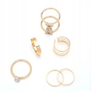 Złoty ZESTAW PIERŚCIONKÓW RETRO PUNK BOHO 68